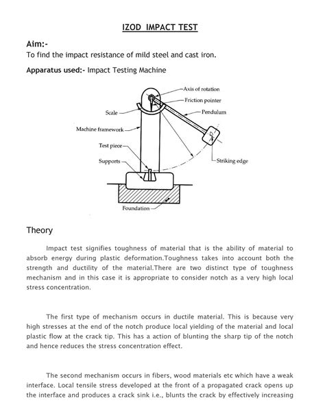 perform the experiment of impact test of given specimen|izod impact test procedure pdf.